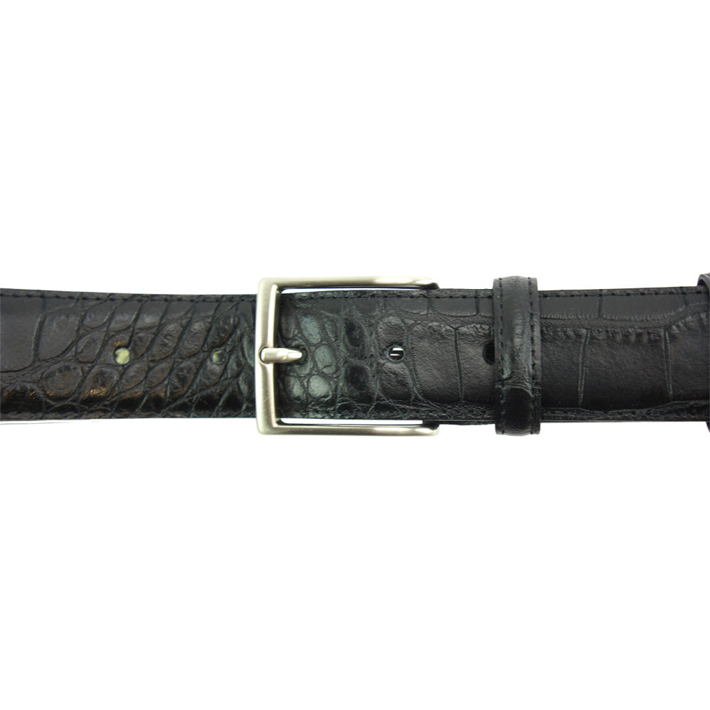 Printed and shine leather belt
