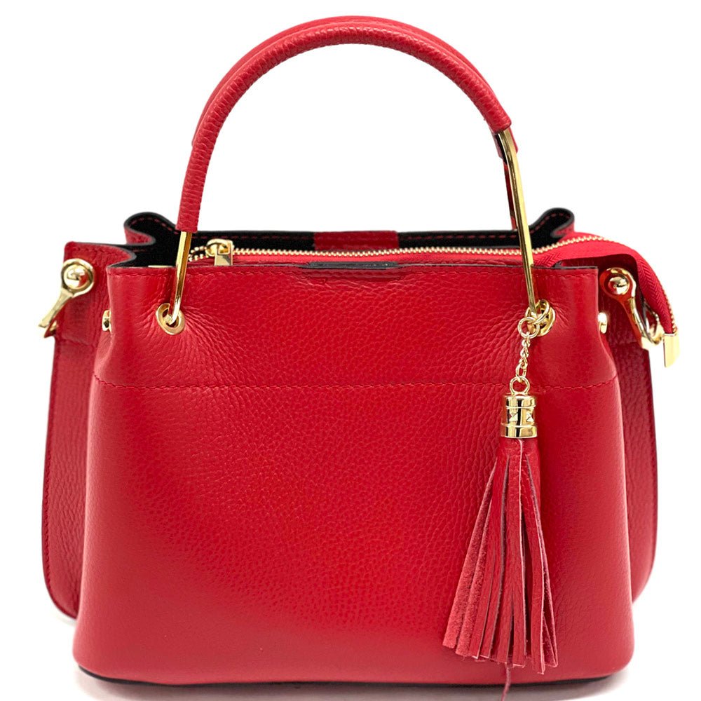 red italian leather purse