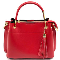 red italian leather purse