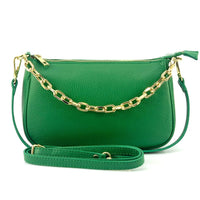 Gillian green Italian leather crossbody bag with gold chain strap