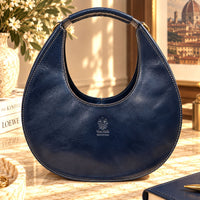 Sabina Hand-Dyed Leather Half-Moon Shoulder Bag - view 19