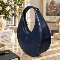 Sabina Hand-Dyed Leather Half-Moon Shoulder Bag - view 20