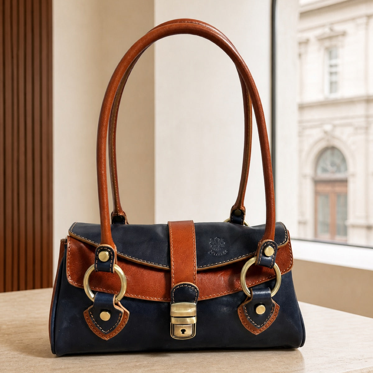 Tosca Hand-Dyed Italian Leather Baguette Bag