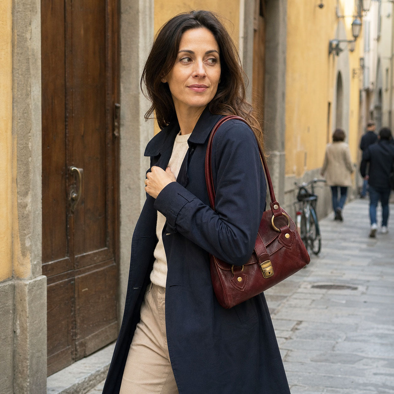 Tosca Hand-Dyed Italian Leather Baguette Bag