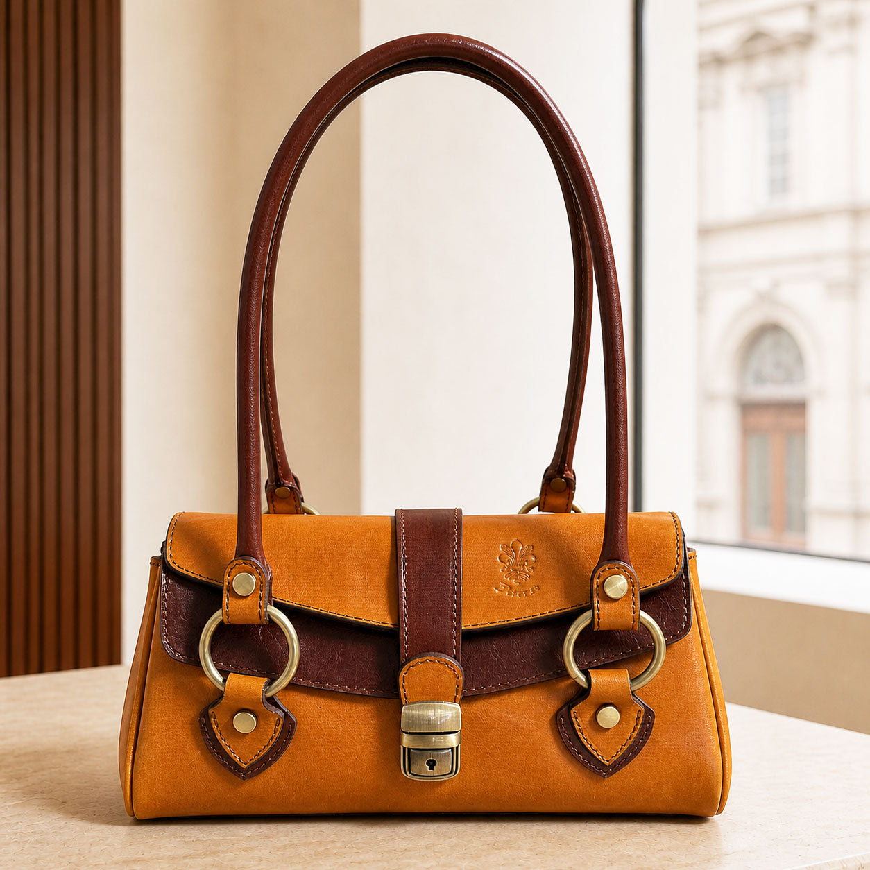Tosca Hand-Dyed Italian Leather Baguette Bag