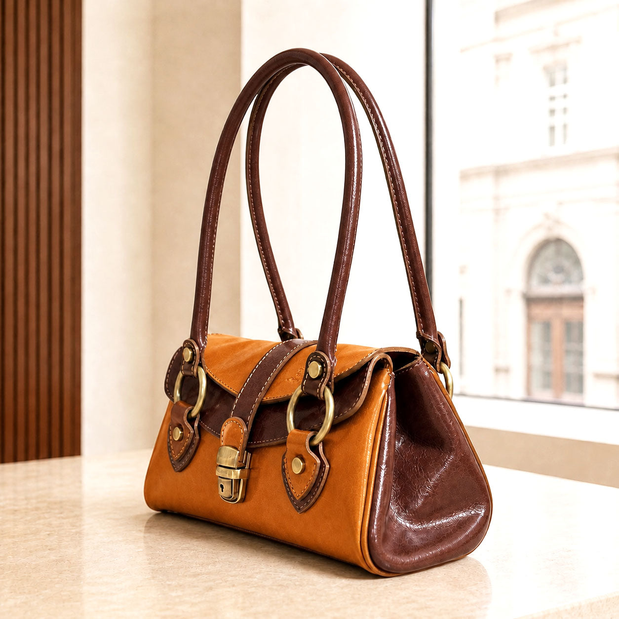 Tosca Hand-Dyed Italian Leather Baguette Bag