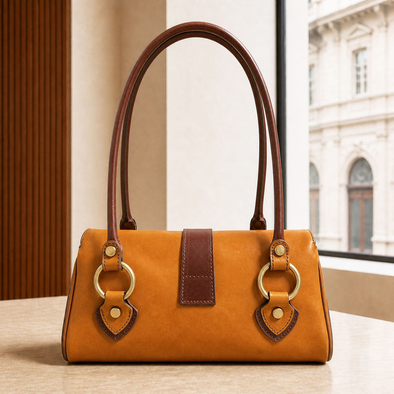 Tosca Hand-Dyed Italian Leather Baguette Bag