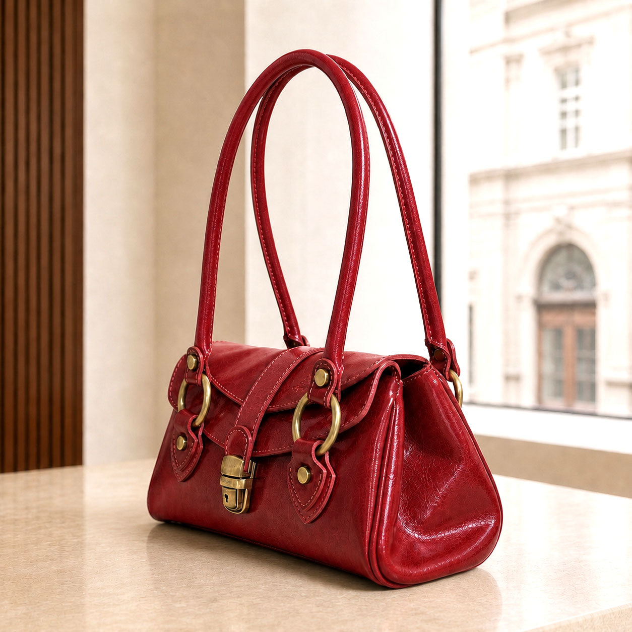 Tosca Hand-Dyed Italian Leather Baguette Bag