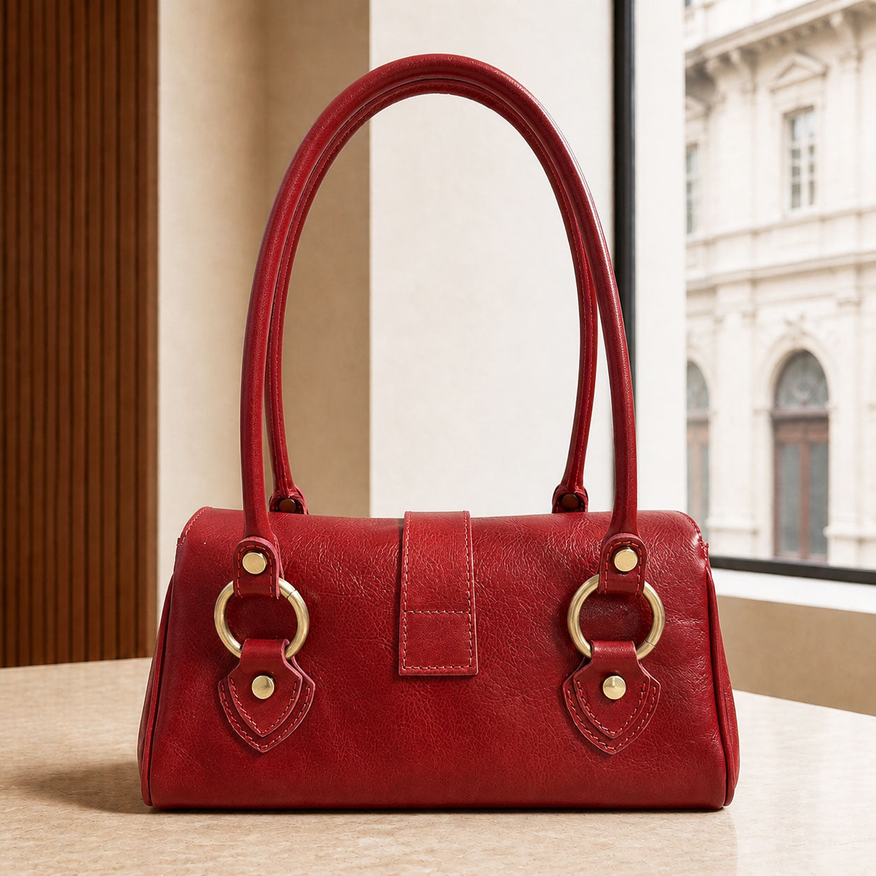 Tosca Hand-Dyed Italian Leather Baguette Bag