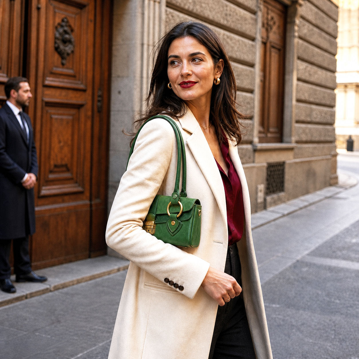 Tosca Hand-Dyed Italian Leather Baguette Bag