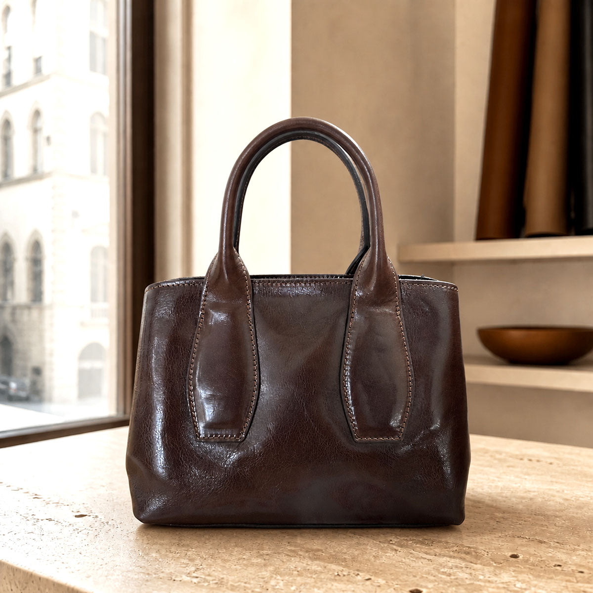 Diletta Compact Italian Leather Satchel Bag