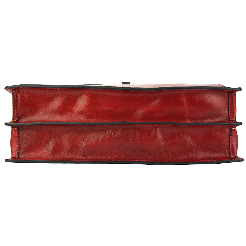 Leather Business Briefcase Beniamino with front pocket-26