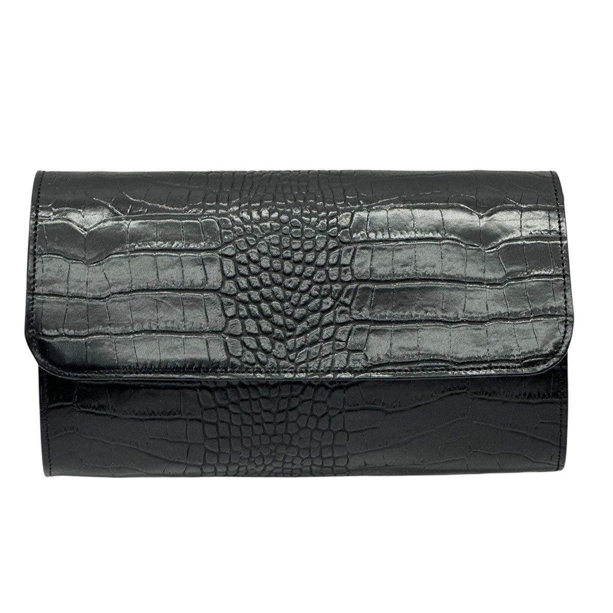 Amelia Croc Embossed Leather Clutch & Crossbody Bag