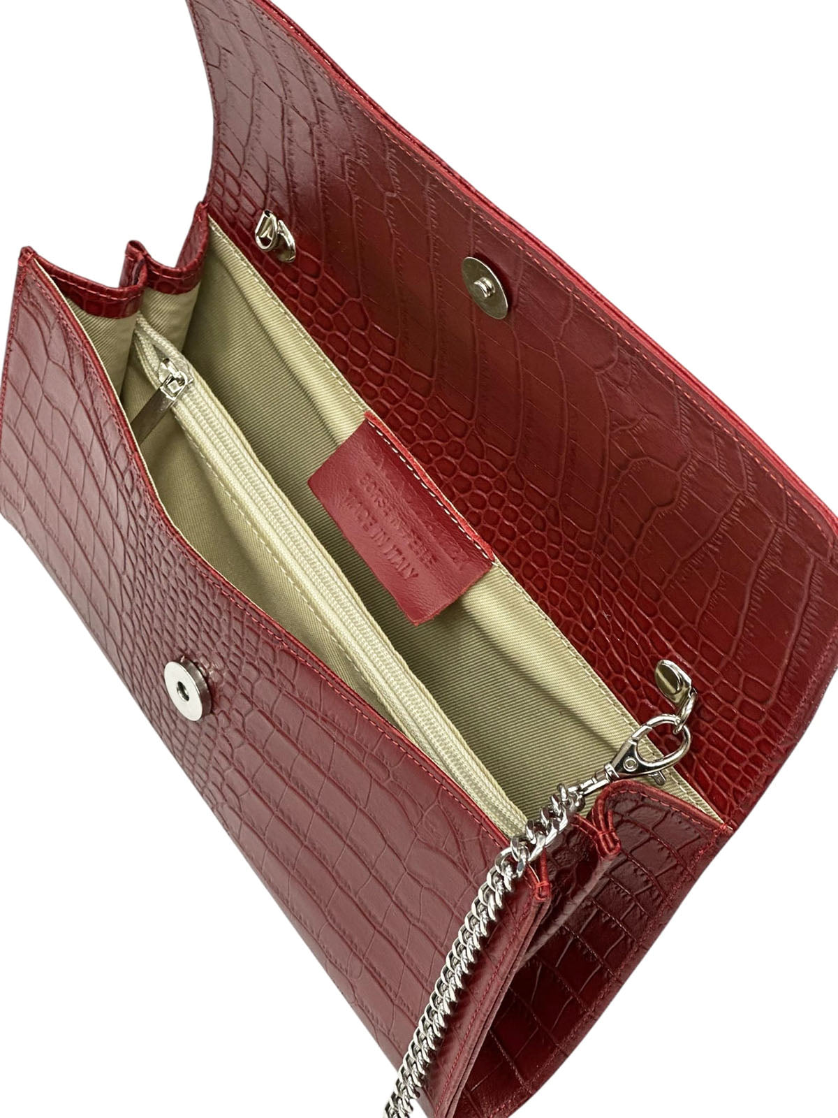 Amelia Croc Embossed Leather Clutch & Crossbody Bag