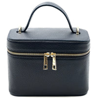 Marzia Structured Italian Leather Vanity & Crossbody Bag