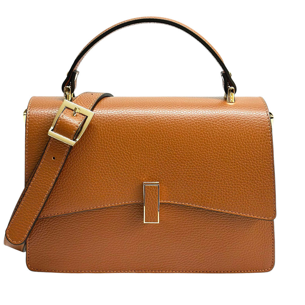 Flaminia Structured Italian Cow Leather Handbag - Leather Italiano