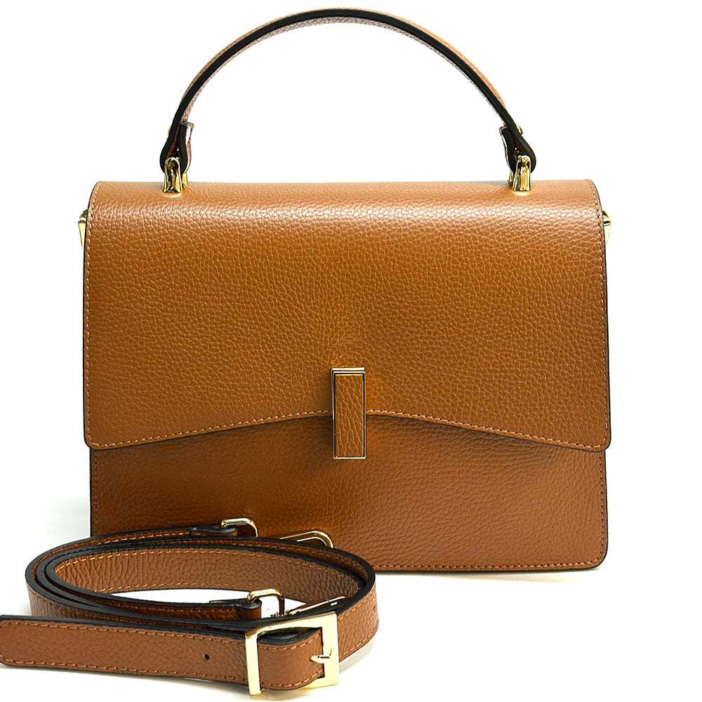 Flaminia Structured Italian Cow Leather Handbag - Leather Italiano