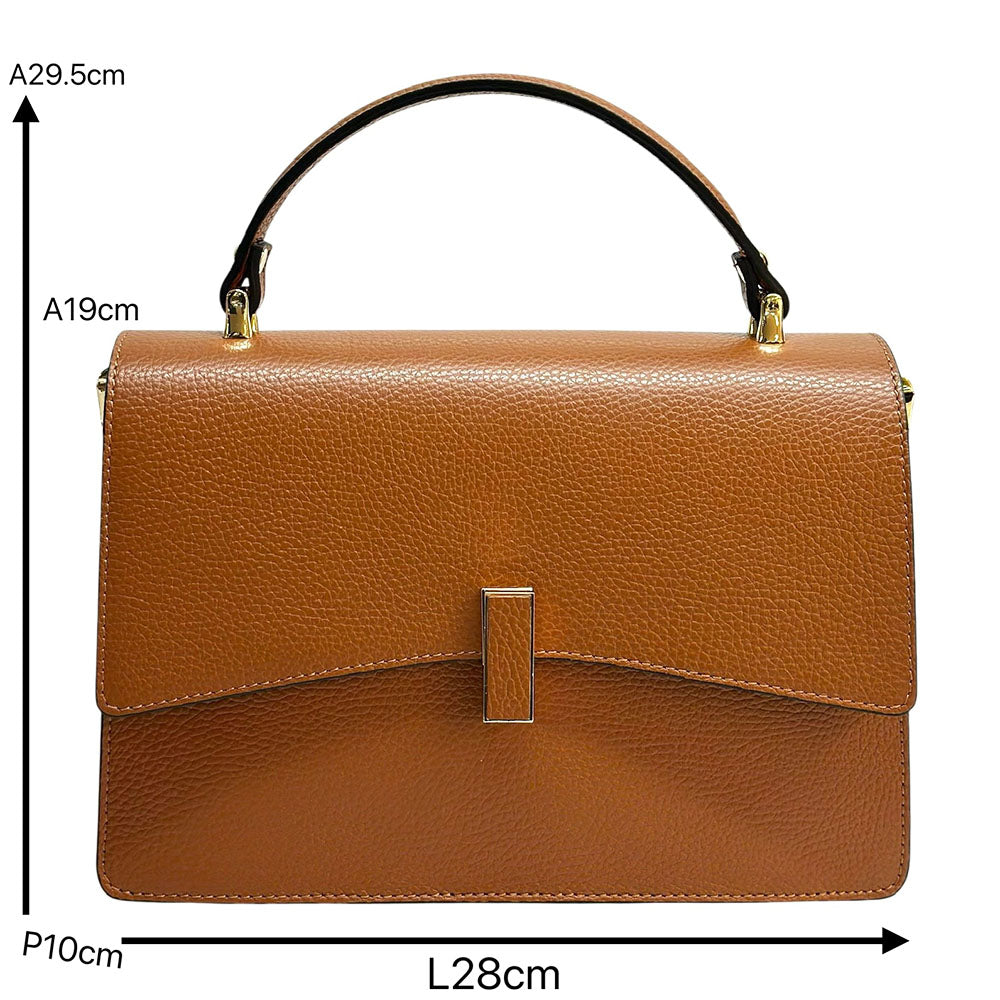 Flaminia Structured Italian Cow Leather Handbag - Leather Italiano