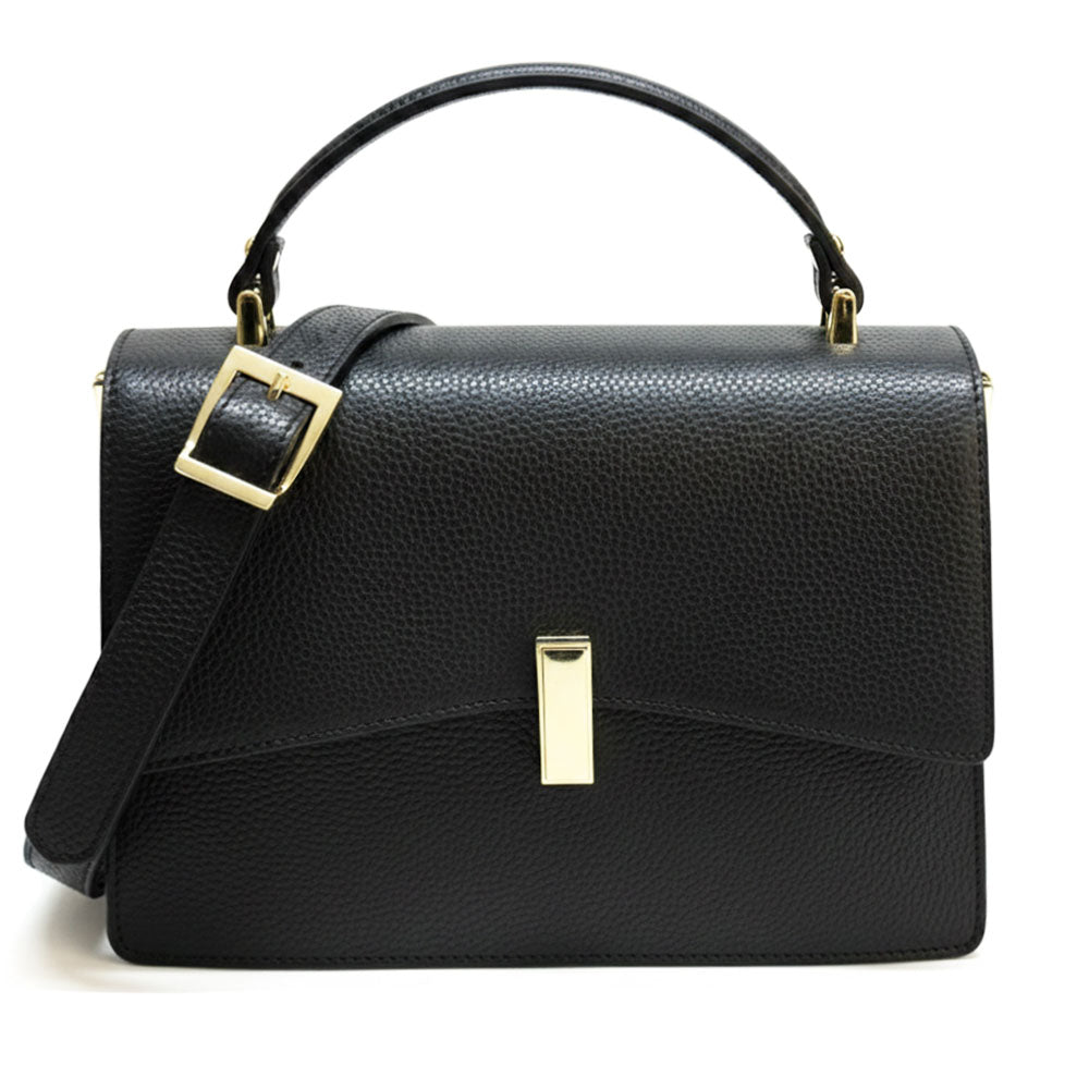 Flaminia Structured Italian Cow Leather Handbag - Leather Italiano