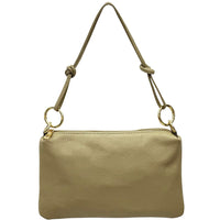Beige handbag with a strap on a white background