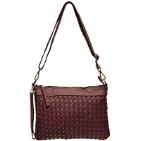 Norevia Woven Washed Cow Leather Crossbody Bag
