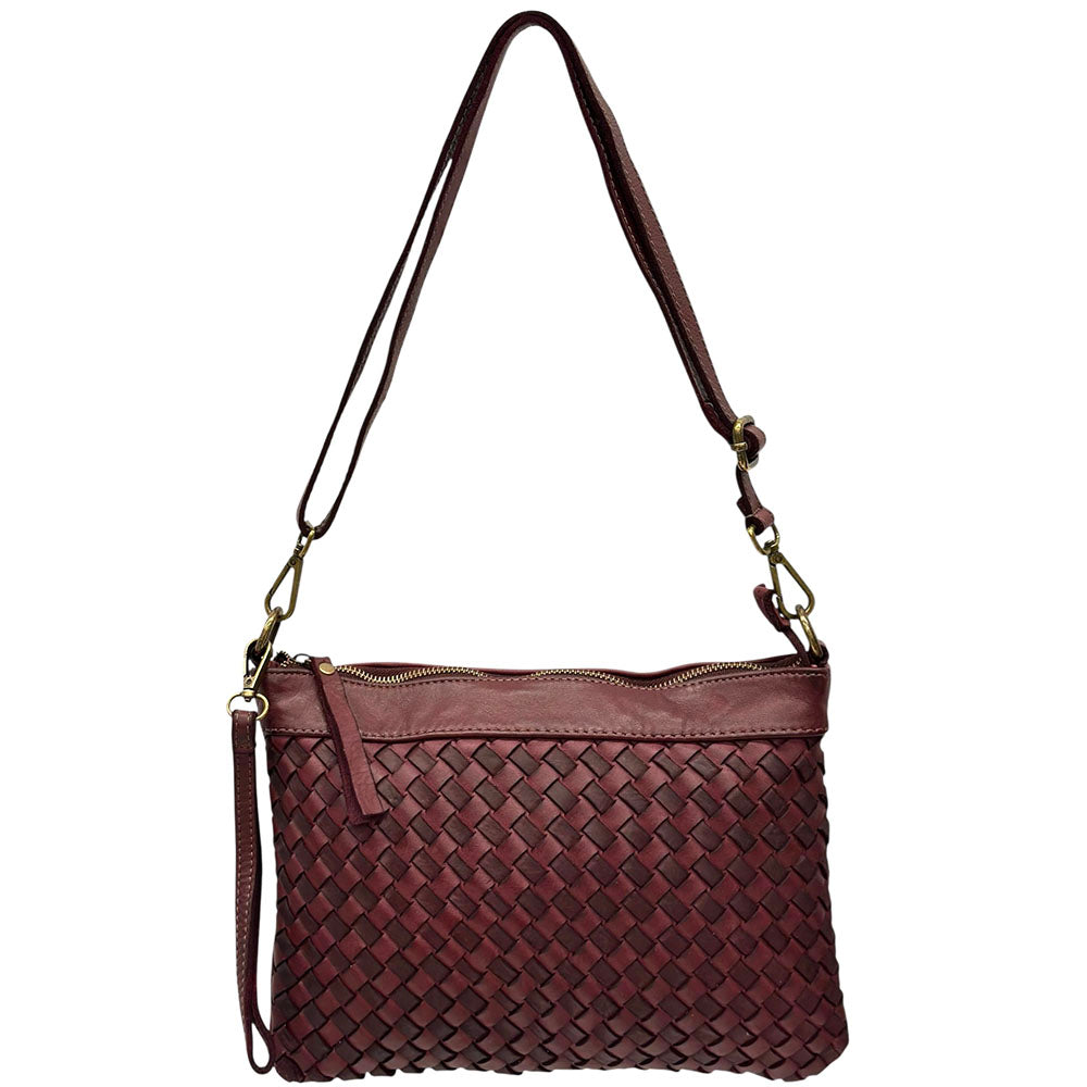 Norevia Woven Washed Cow Leather Crossbody Bag