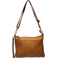 Norevia Woven Washed Cow Leather Crossbody Bag