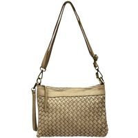 Norevia Woven Washed Cow Leather Crossbody Bag