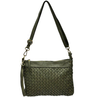 Norevia Woven Washed Cow Leather Crossbody Bag