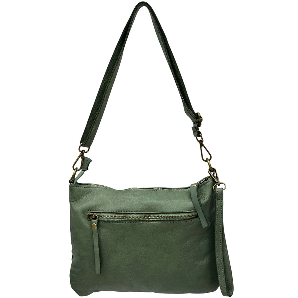 Norevia Woven Washed Cow Leather Crossbody Bag