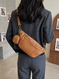 Nissim Leather Woven Sling Bag