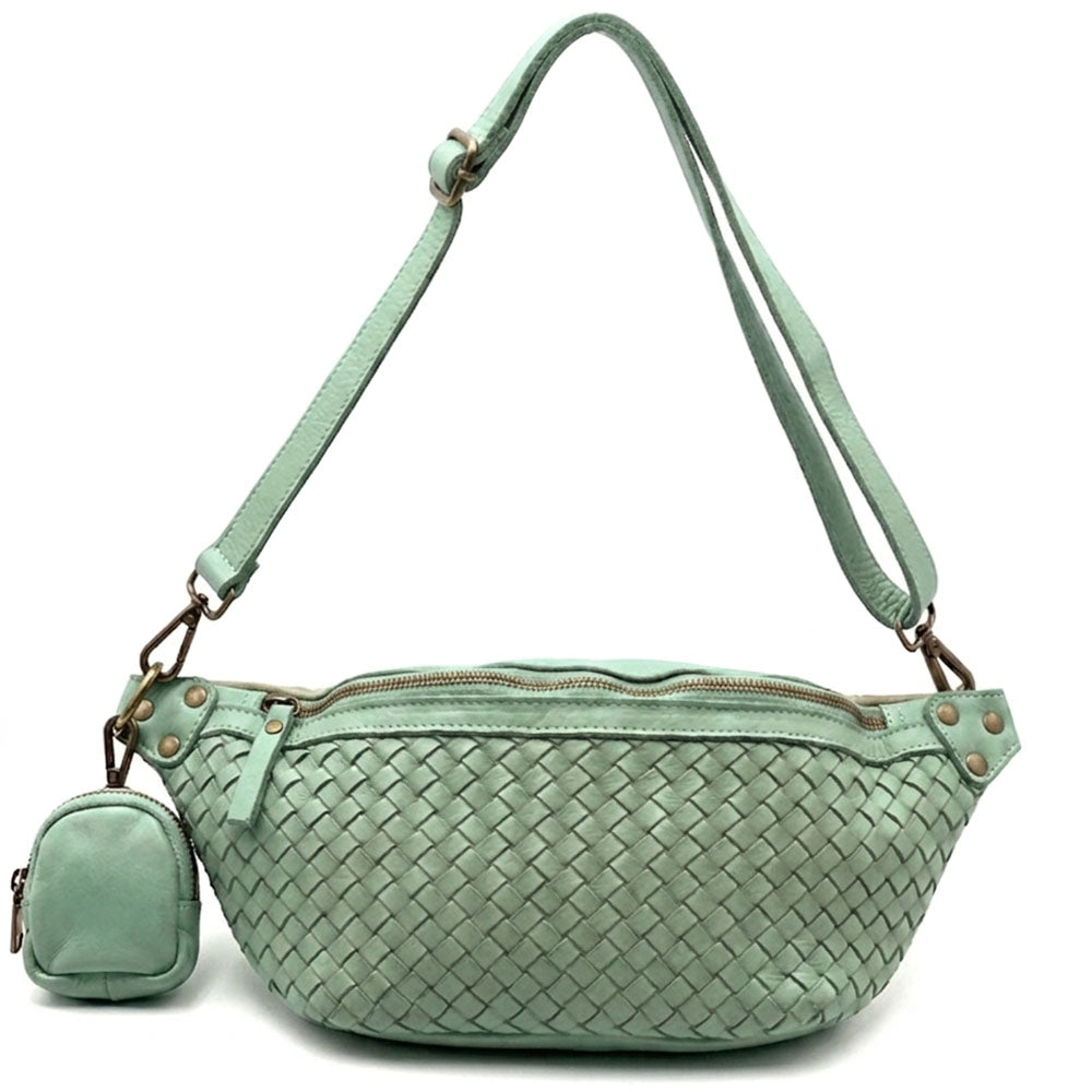 Nissim Leather Woven Sling Bag