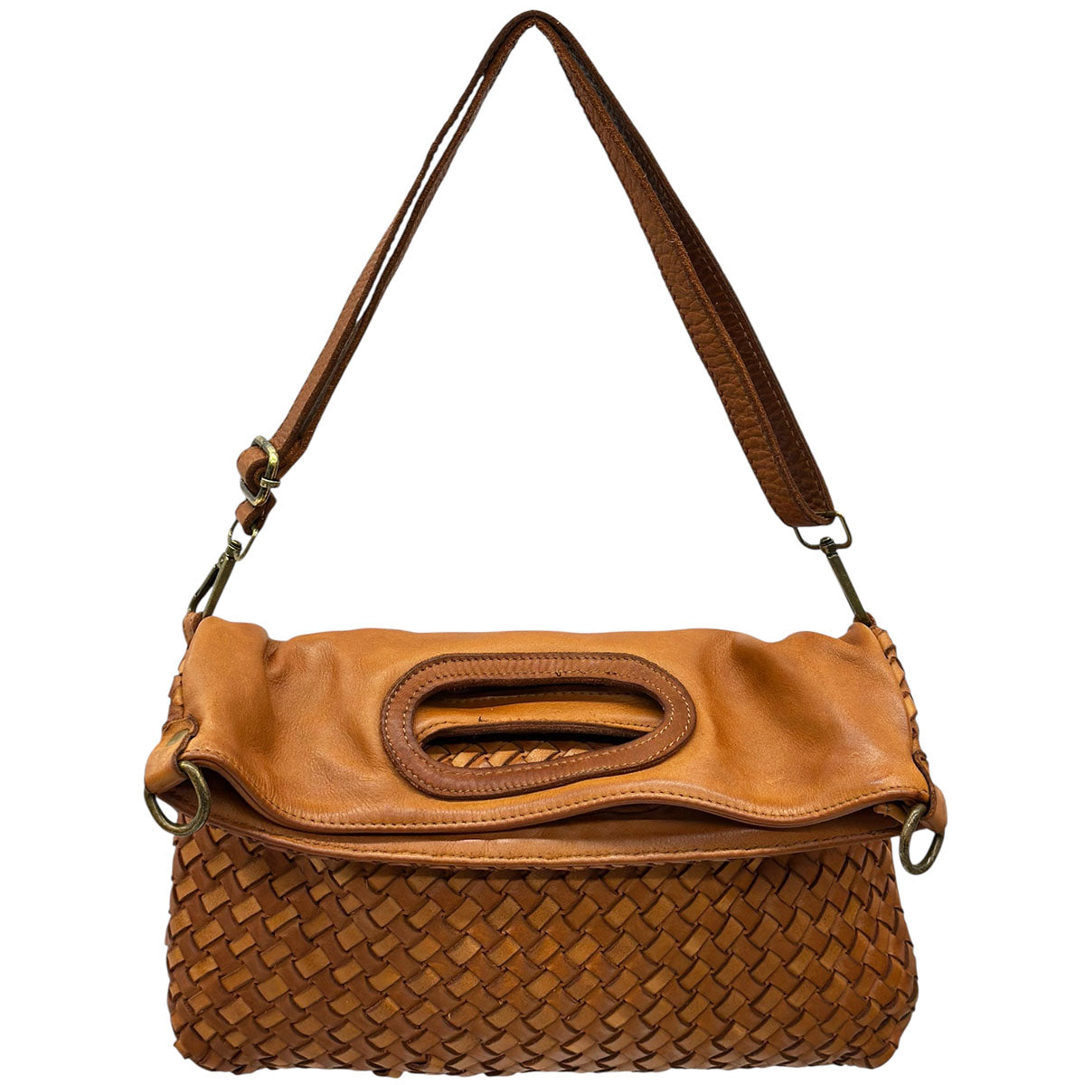 Calista Convertible Woven Italian Leather Bag