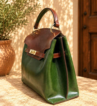 Adelasia Hand-Dyed Italian Leather Top Handle Bag - Leather Italiano