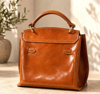 Adelasia Hand-Dyed Italian Leather Top Handle Bag - Leather Italiano