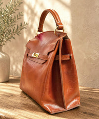 Adelasia Hand-Dyed Italian Leather Top Handle Bag - Leather Italiano