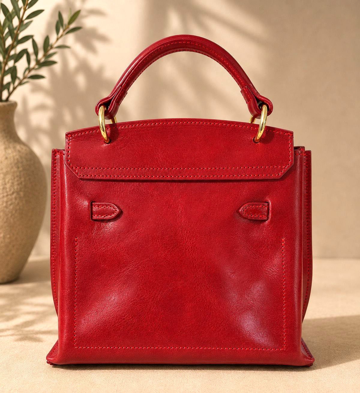 Adelasia Hand-Dyed Italian Leather Top Handle Bag - Leather Italiano