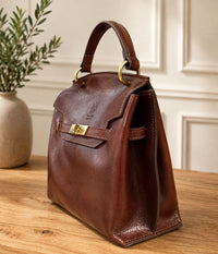 Adelasia Hand-Dyed Italian Leather Top Handle Bag - Leather Italiano
