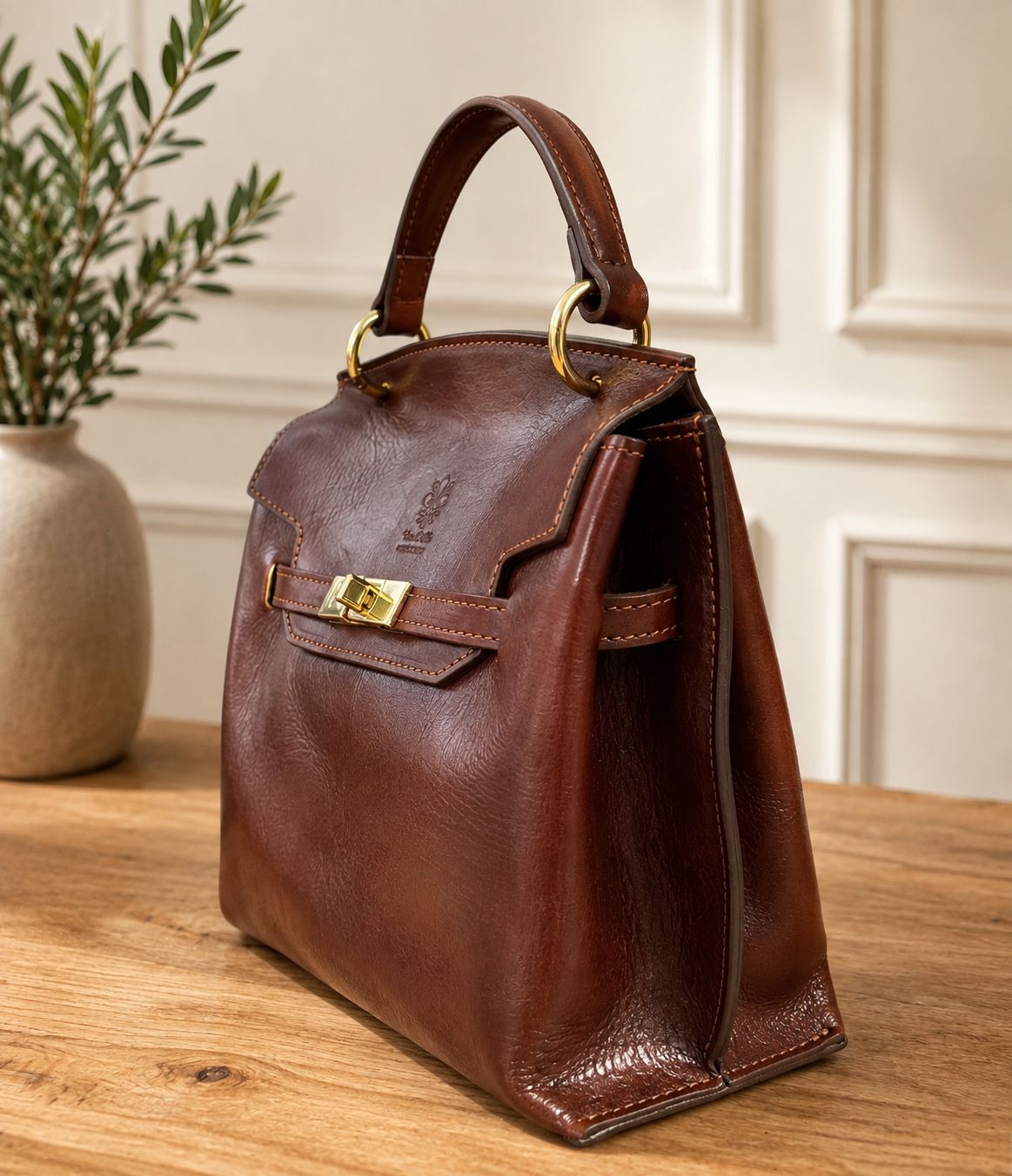 Adelasia Hand-Dyed Italian Leather Top Handle Bag - Leather Italiano