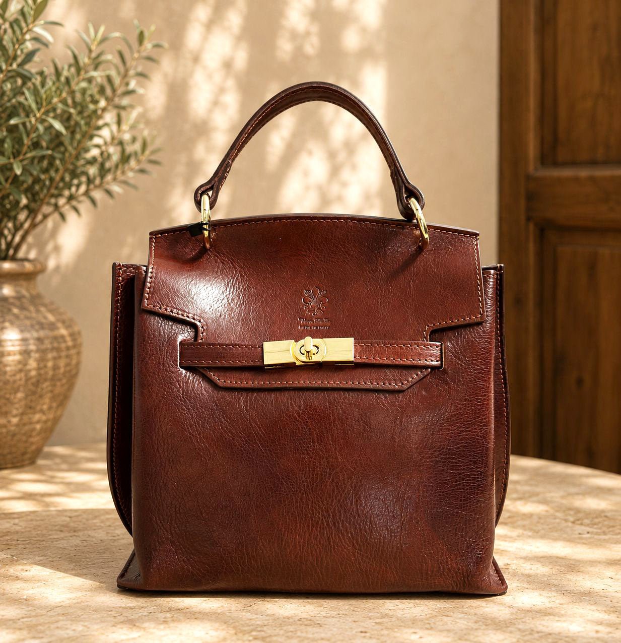 Adelasia Hand-Dyed Italian Leather Top Handle Bag - Leather Italiano