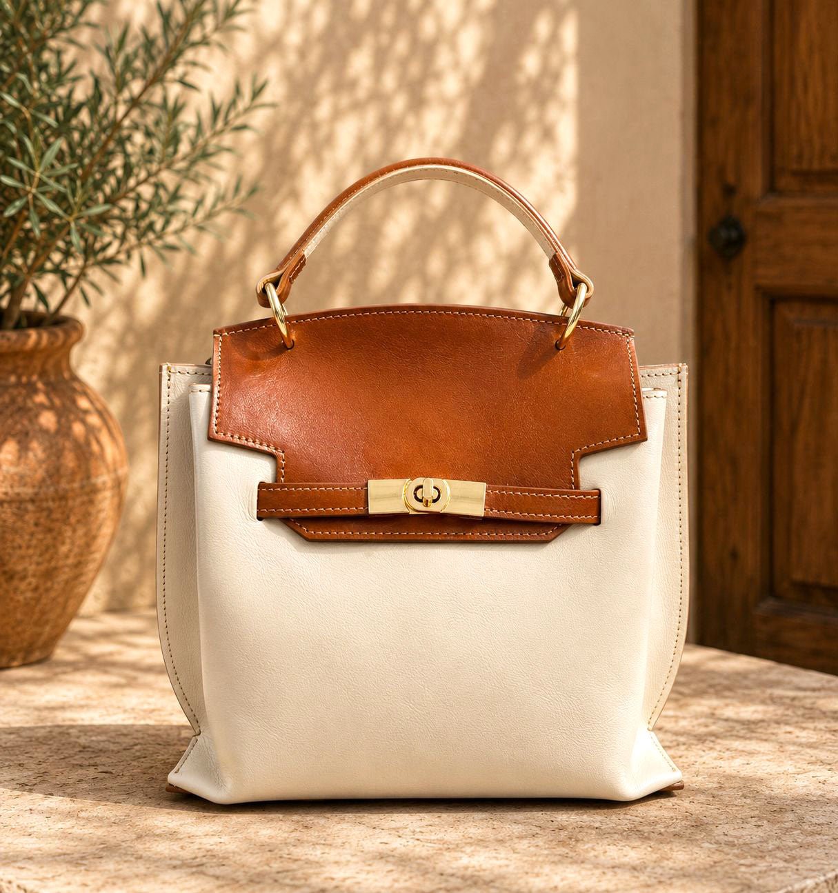 Adelasia Hand-Dyed Italian Leather Top Handle Bag - Leather Italiano
