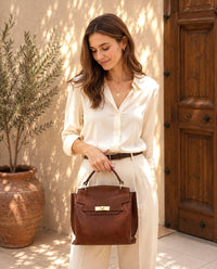 Adelasia Hand-Dyed Italian Leather Top Handle Bag - Leather Italiano
