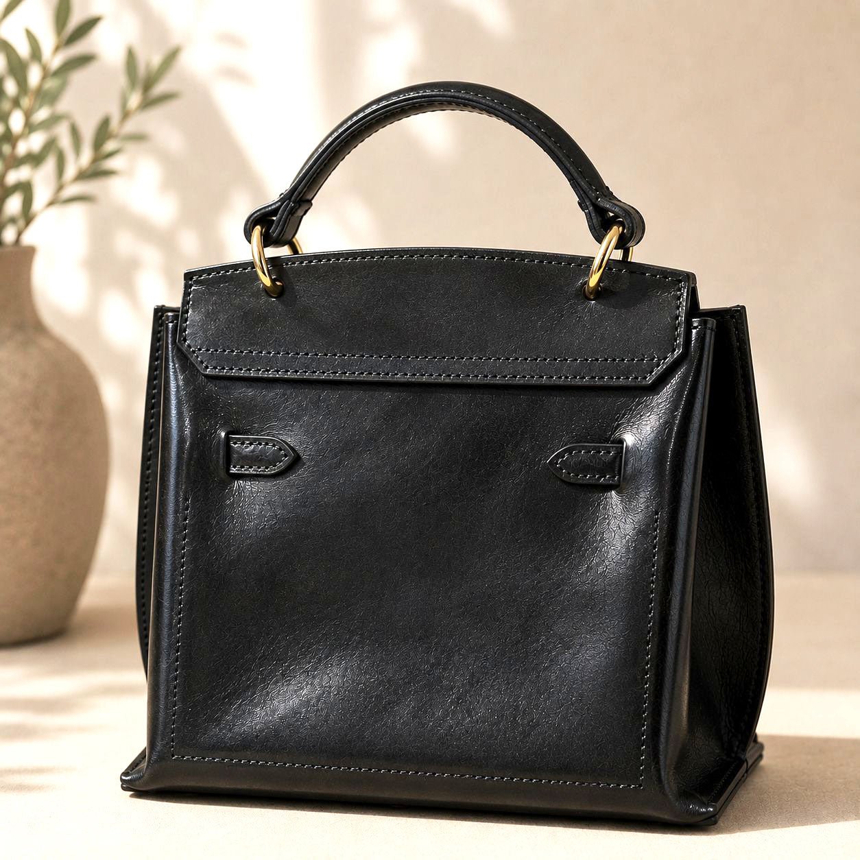 Adelasia Hand-Dyed Italian Leather Top Handle Bag - Leather Italiano