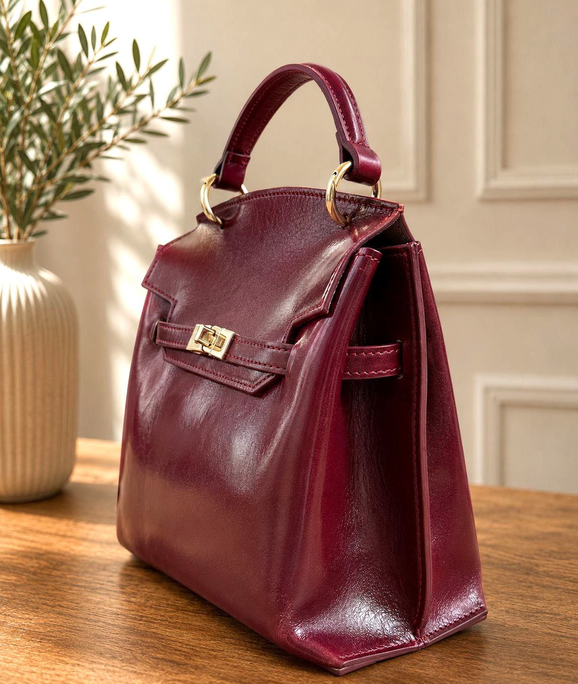 Adelasia Hand-Dyed Italian Leather Top Handle Bag - Leather Italiano