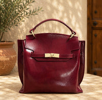 Adelasia Hand-Dyed Italian Leather Top Handle Bag - Leather Italiano