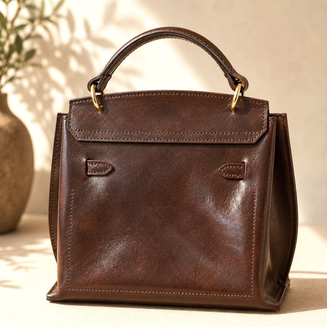 Adelasia Hand-Dyed Italian Leather Top Handle Bag - Leather Italiano