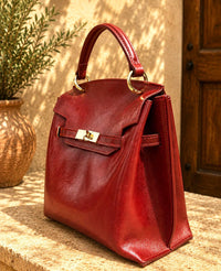 Adelasia Hand-Dyed Italian Leather Top Handle Bag - Leather Italiano