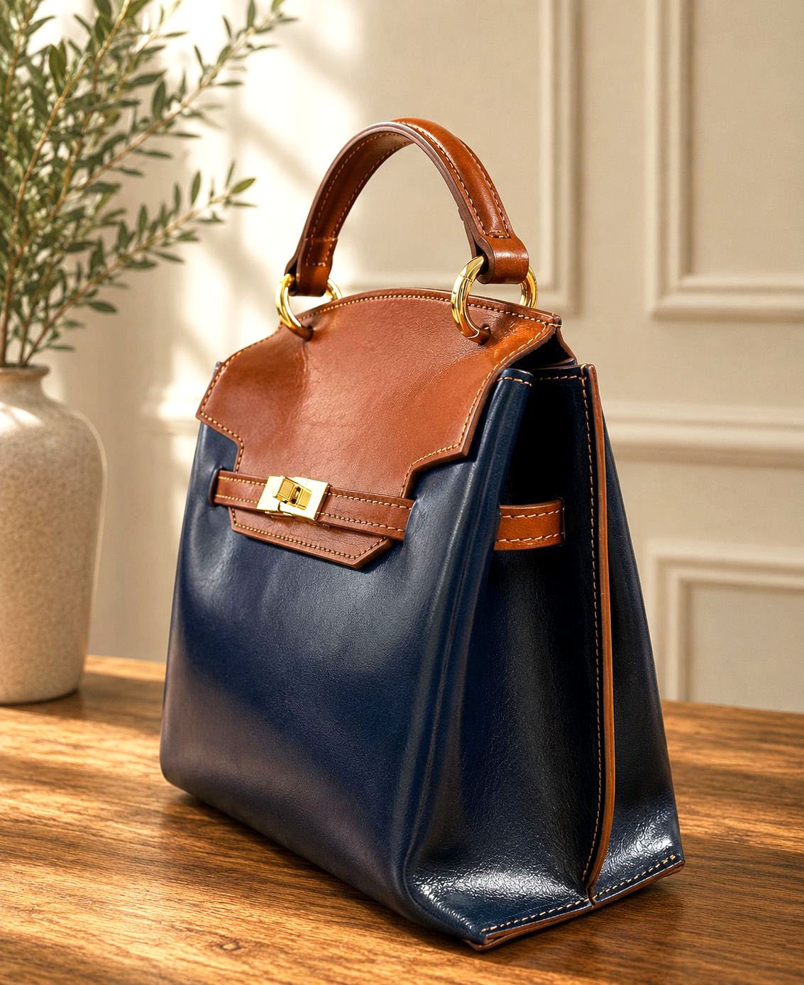 Adelasia Hand-Dyed Italian Leather Top Handle Bag - Leather Italiano