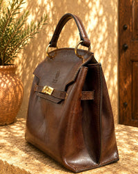 Adelasia Hand-Dyed Italian Leather Top Handle Bag - Leather Italiano