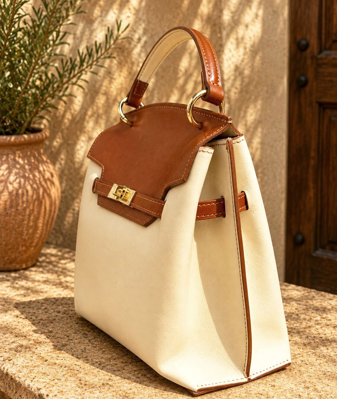 Adelasia Hand-Dyed Italian Leather Top Handle Bag - Leather Italiano